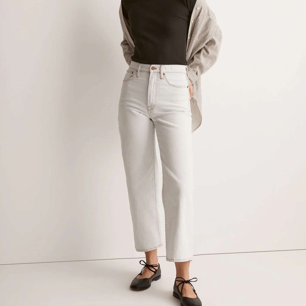 Madewell The Perfect Vintage Wide Leg Crop Jean Womens 25 Light Wash Denim NEW